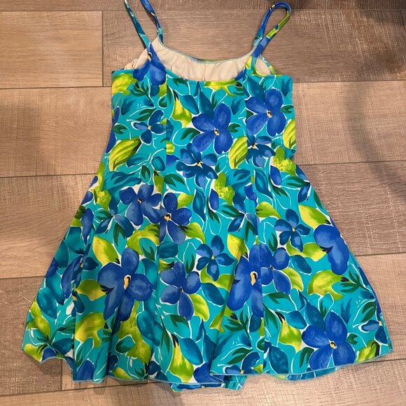 LL BEAN WOMENS BLUE FLORAL SWIM DRESS 10 LONG - Picture 4 of 9